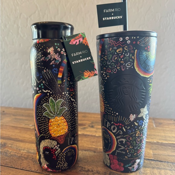 Starbucks Farm Rio Floral Lot of 3 BOTH Black Plus Bonus Keychain - Picture 3 of 16